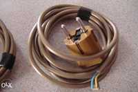 Przewód kabel z wtyczką wtyczka kabel złoty stare radio  1,5 m.