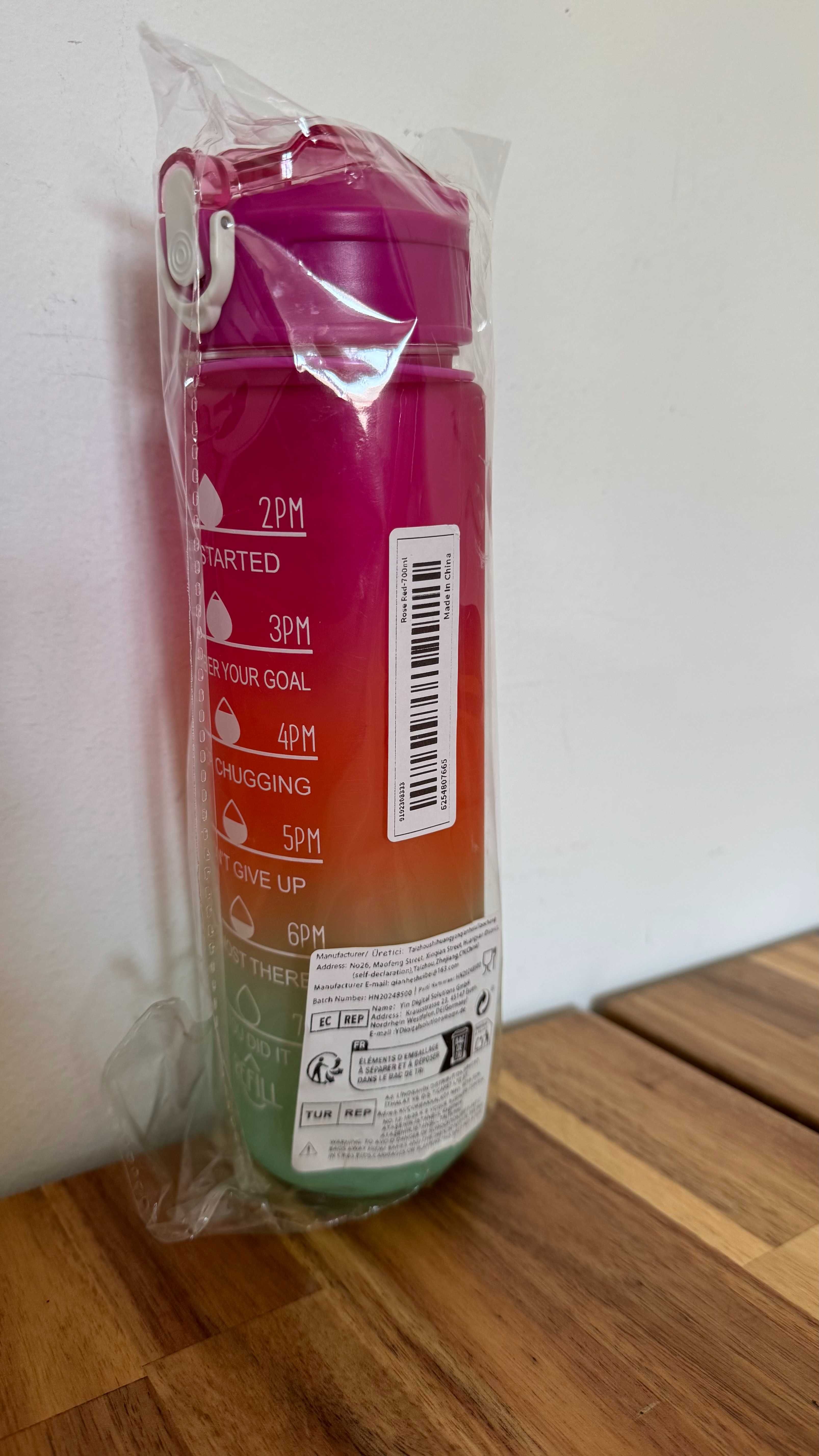 Garrafa de Água Desportiva com Marcações Motivacionais – 800ml