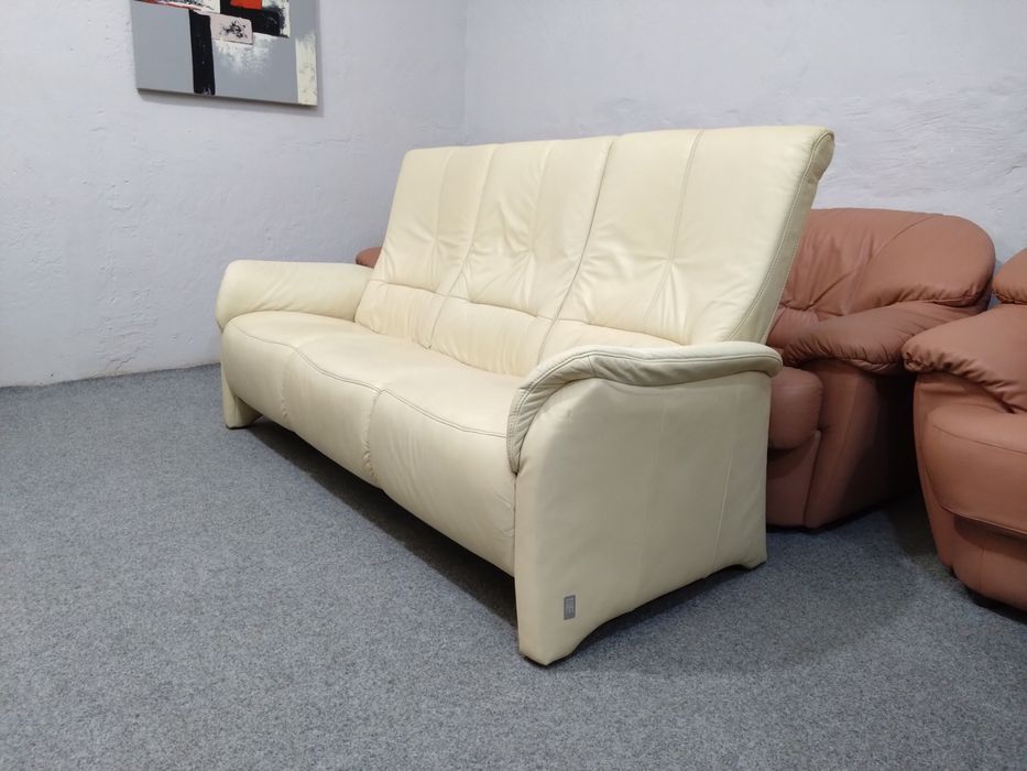 Кожаный мягкий диван реклайнер раскладной шкіряний розкладний меблі