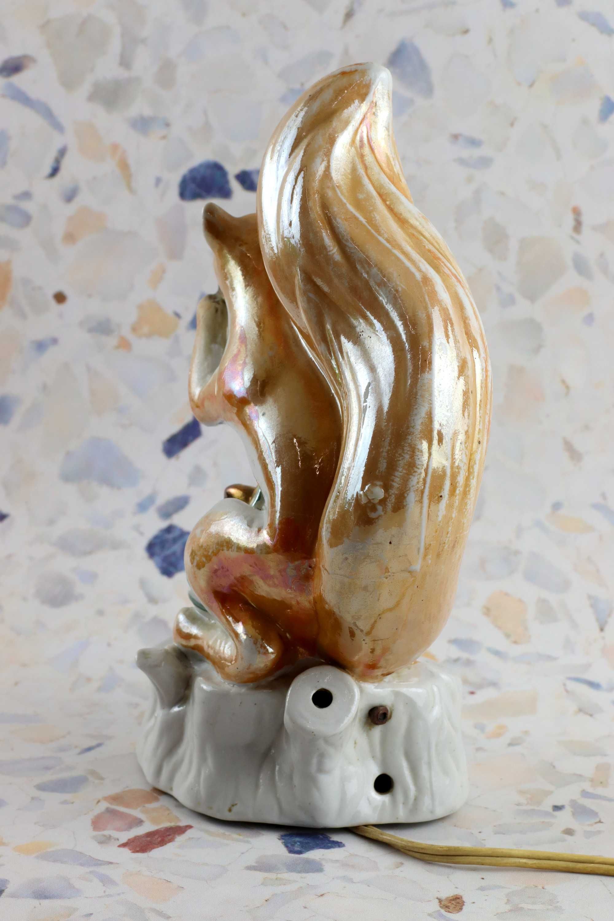 Ceramiczna lampka wiewiórka Steatyt ceramika prl Buksowicz Katowice
