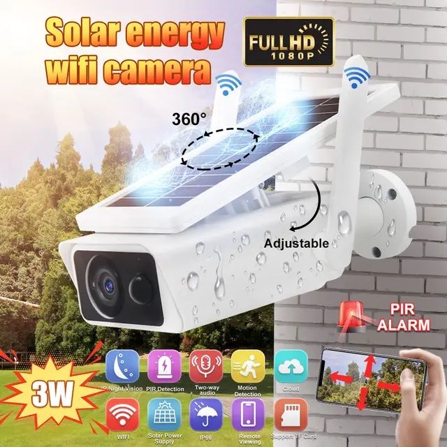 Câmara de videovigilância Podofo com painel solar APP CCTV WiFi SELADO