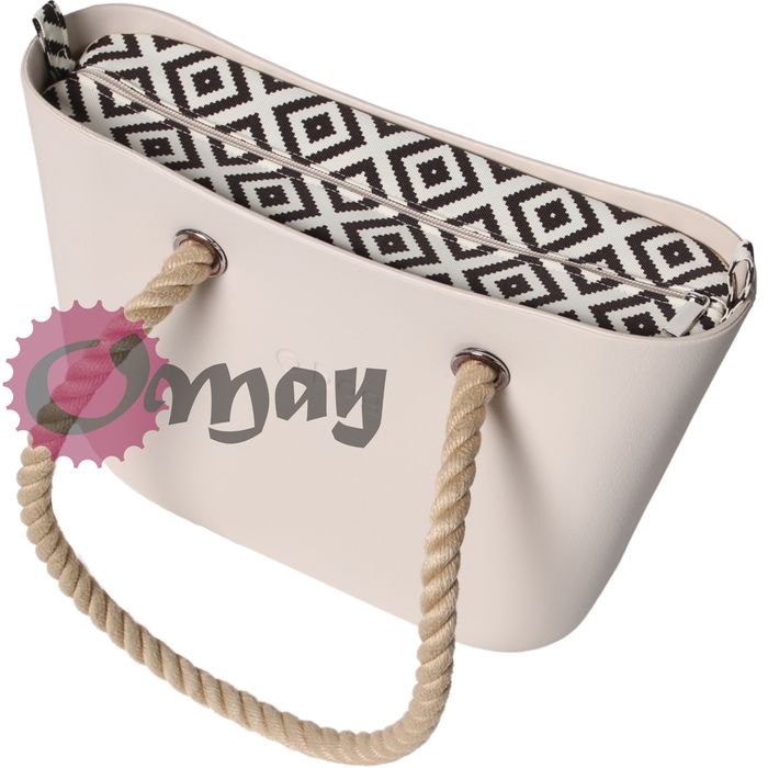 organizer OBAG MINI beżowy romby brąz hummus wkład 2 kieszenie OMAY