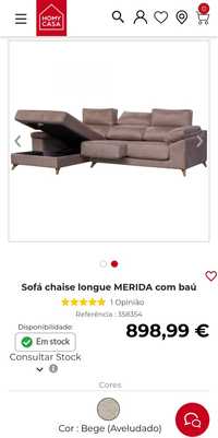 Sofá chaise longue com baú