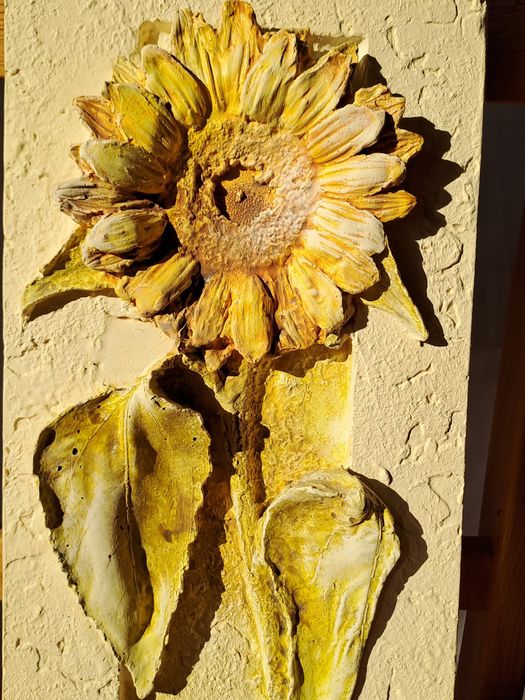 Obraz rękodzieło ceramika 3D słonecznik