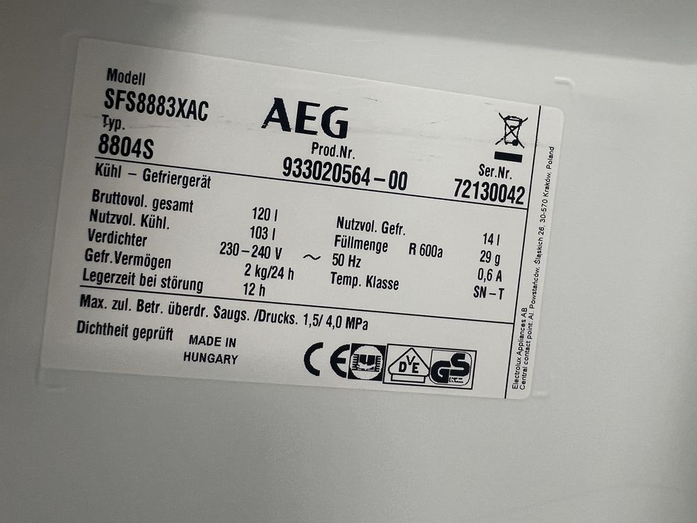 Вмонтований холодильник AEG SFS8883XAC з Німеччини