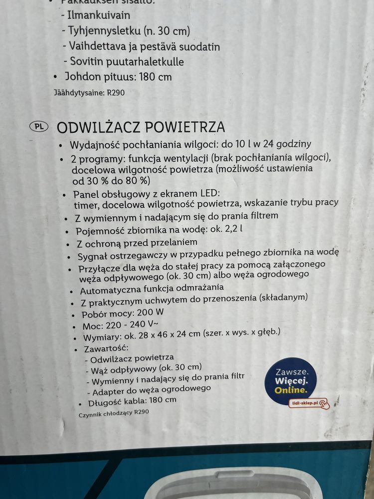 Osuszacz powietrza Silvercrest Nowy