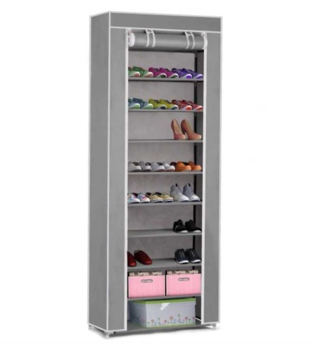 2x SZAFA TEKSTYLNA XXL Na Buty Ubrania Organizer Szafka Półki szara