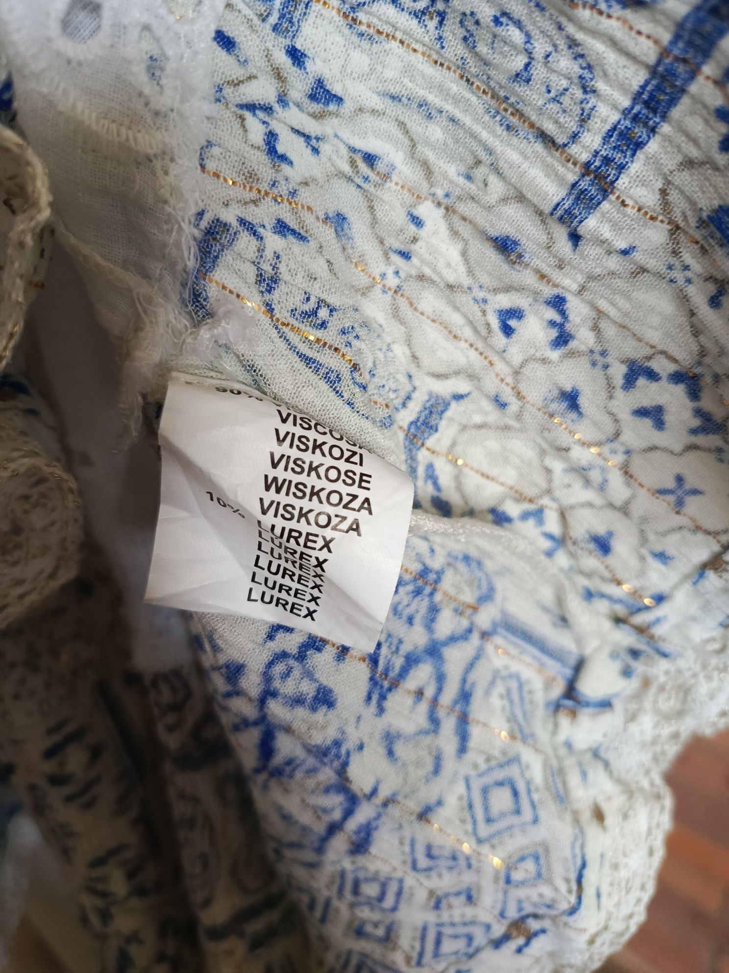 Sukienka boho Sumitra wiskoza koronka lurex haft paisley falbany one s