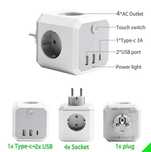 Uchwyt z USB gniazdo 6 w 1 bez kabla (3680 W/16 A) z przełącznikiem