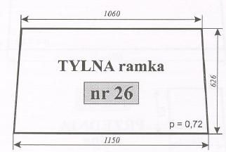 Szyba tylna Ursus 1604 , 1201 Typ 1204 Kunów, C-385 stary typ ACX170i