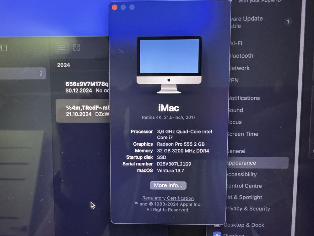 Терміново iMac 21.5 Retina 4K 2017 i7 6Core 32GB ddr4  Ram ssd 1 TB