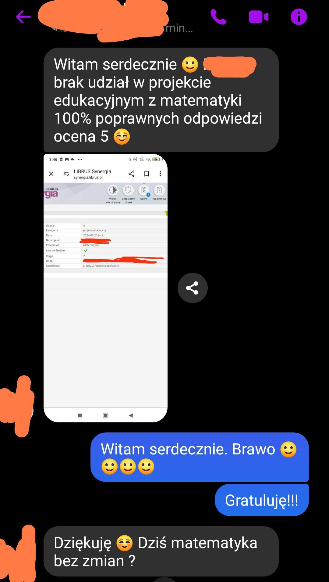 Matematyka - E8, Matura, 100% skutecznościi w roku szkolnym.