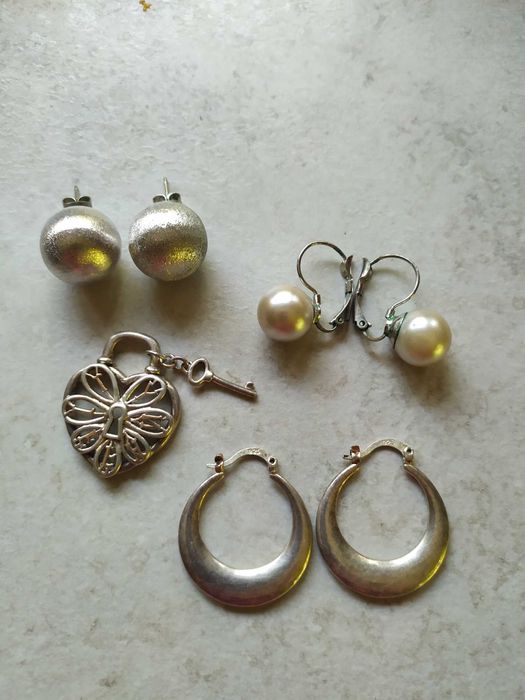 Серьги, кулон с ключиком, серебро 925