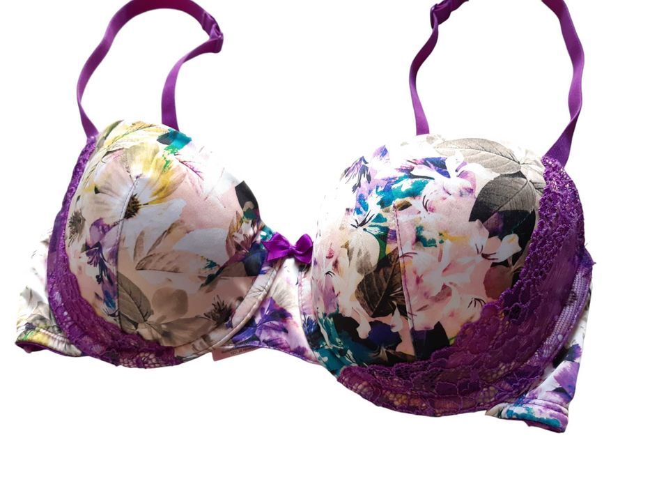 Stanik biustonosz 70C Hunkemöller wzór kwiaty koronka bielizna damska