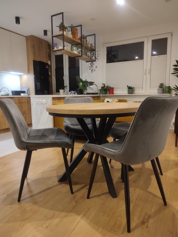 Stół okrągły dąb kraft rozkładany Loft 100/180 Nóżka Metalowa stabilna