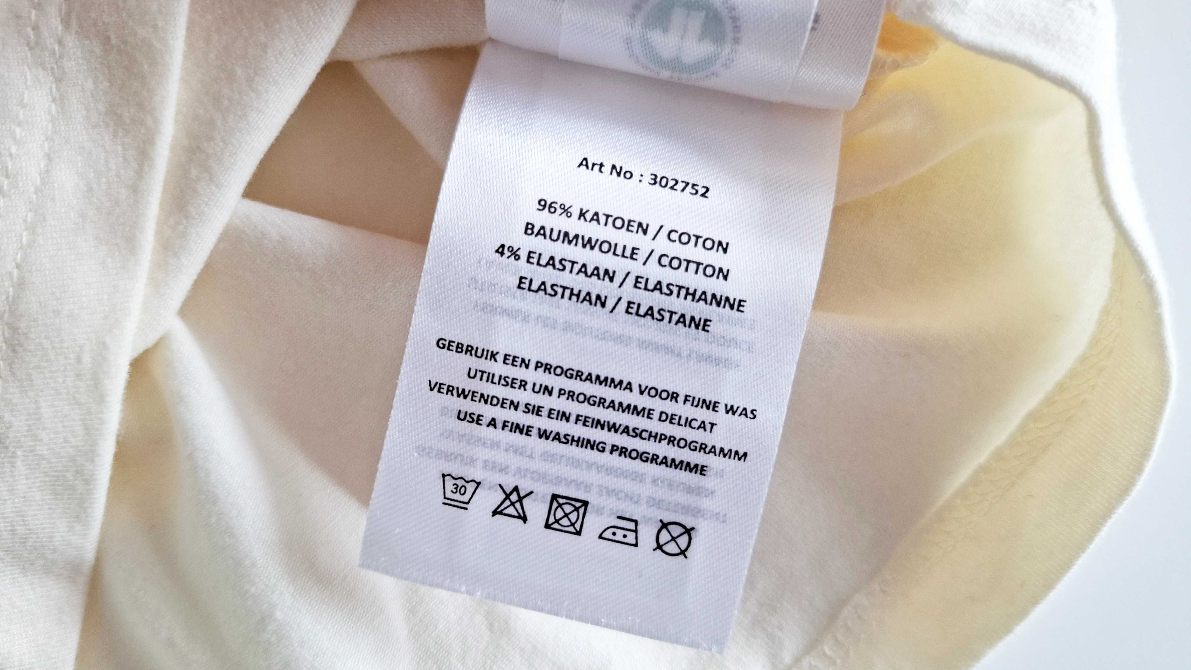 Nowa bluzka ecru z kołnierzykiem elegancka 92 bawełna