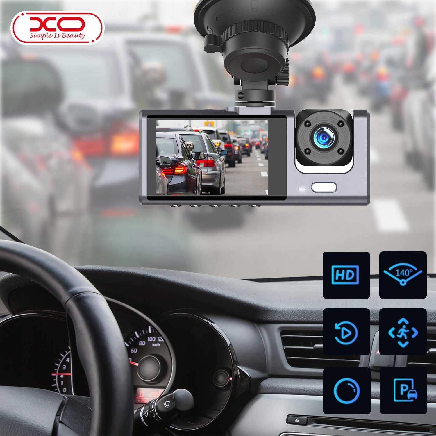 XO Kamera Samochodowa XJ03 Wideorejestrator Przód Tył FullHD Sklep Wwa