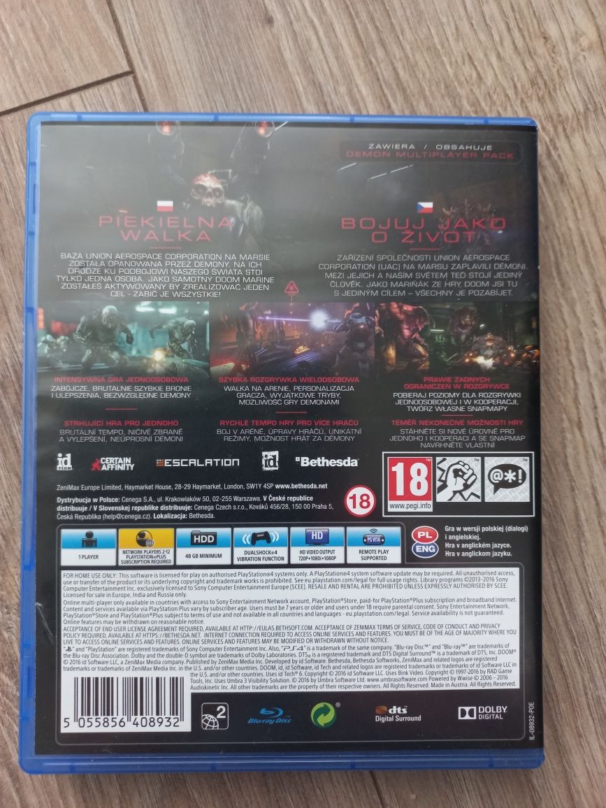 sprzedam Gra doom console ps4-stan bardzo dobry
