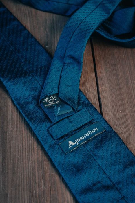 Granatowy krawat Aquascutum, 100% Jedwab / Silk, Made in England