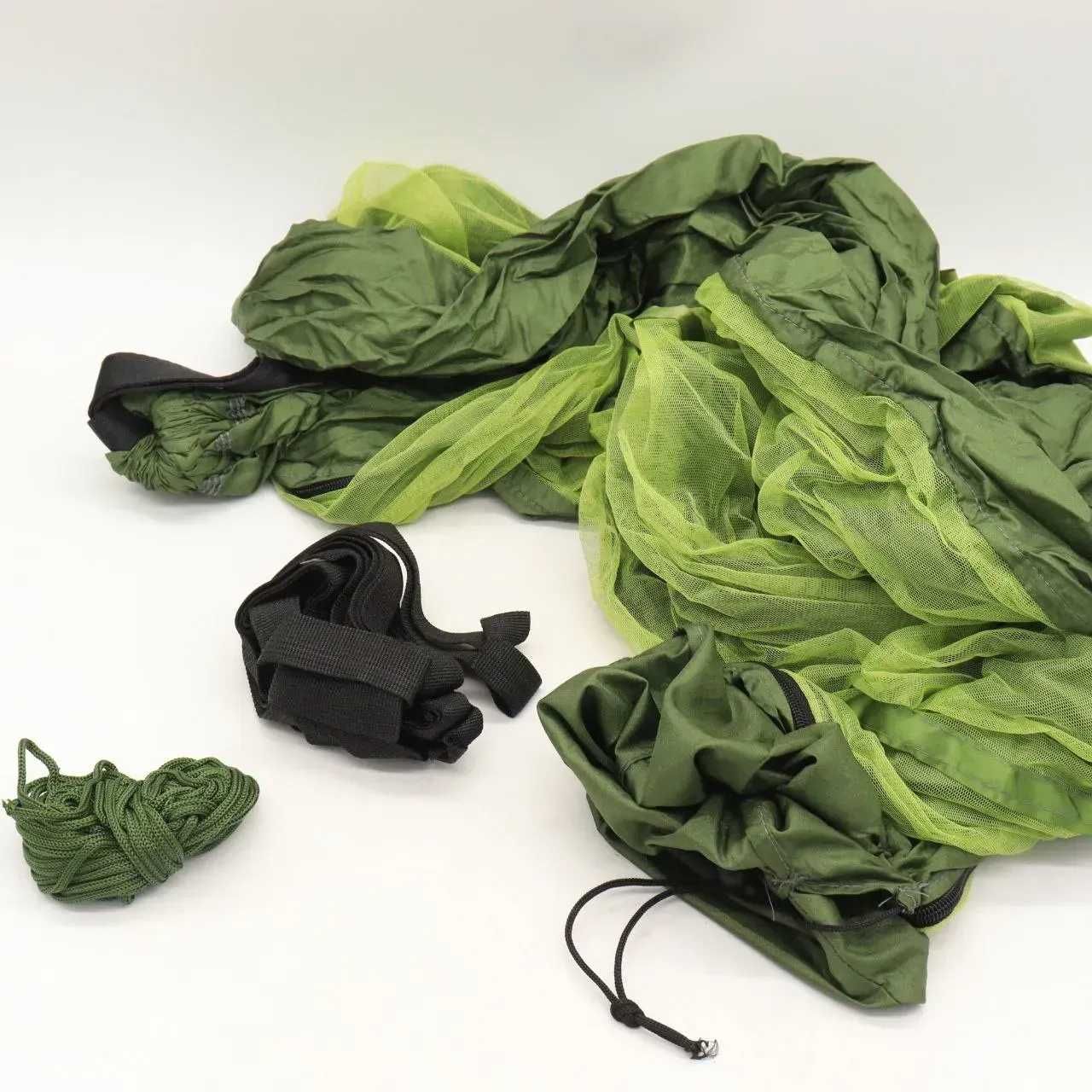 Двухместный гамак без планки Hammock With Net Army, 260 х 135 см,хаки