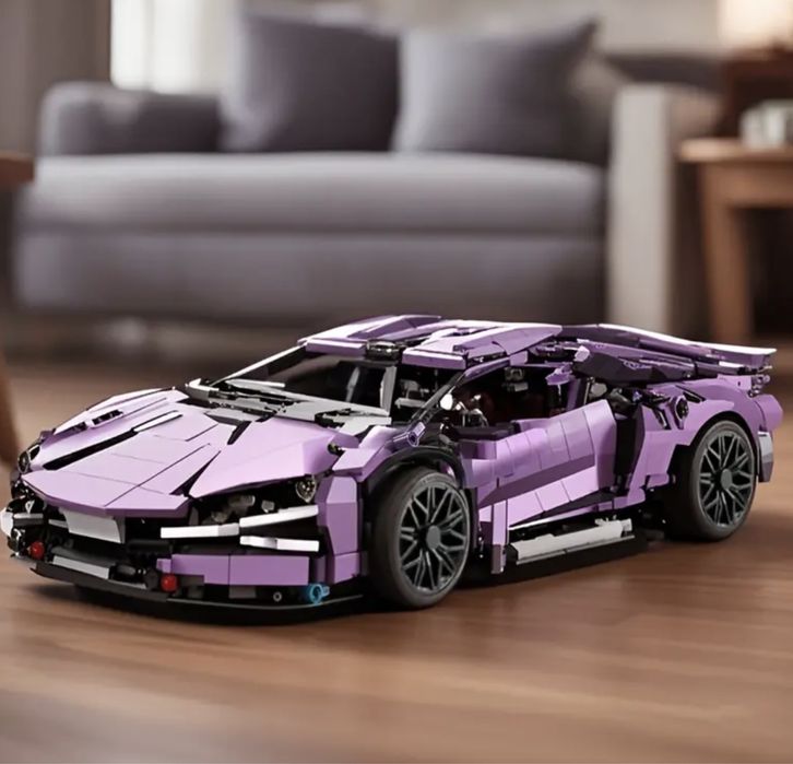 Контсруктор 1300 деталей спортивна машинка 36*17см lego technic фіолет