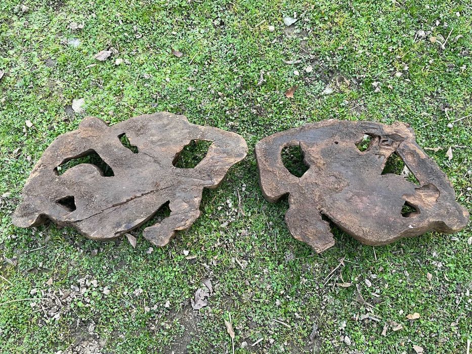 Par de Querubins, Anjos em madeira de castanho cor natural