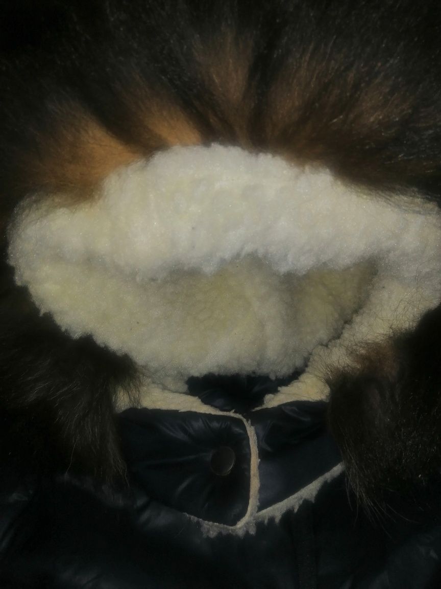 Тёплый зимний комбинезон на овчине с глубоким капюшоном и мехом