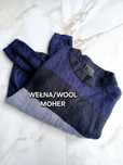 In Wear sweter sweterek cienki wełniany wełna moher paski granatowy S