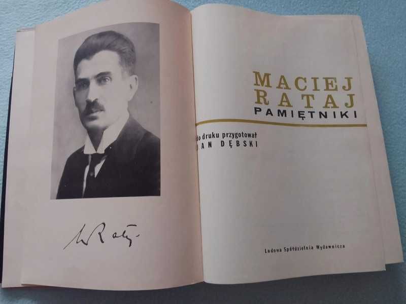 Maciej Rataj "Pamiętniki 1918 -1927" 1965 rok wydania