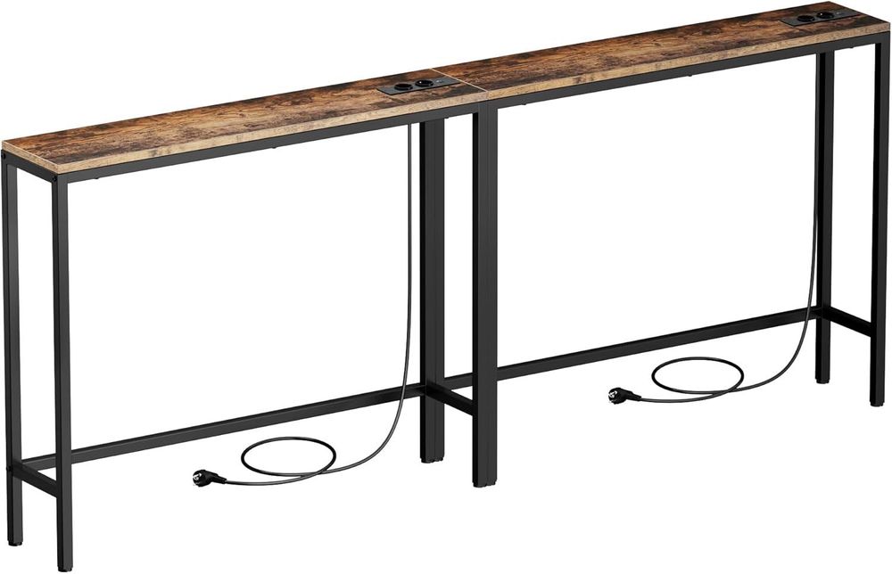 Wąska konsola z gniazdem i portem USB, zestaw 2 sztuki