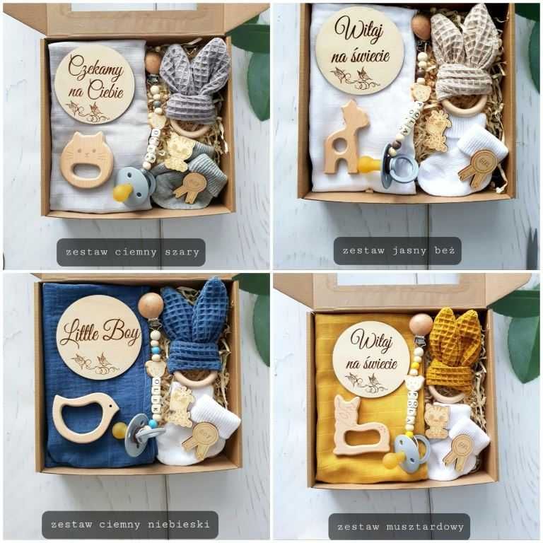 Prezent dla niemowlaka Gift Box Baby Shower wafel zawieszka