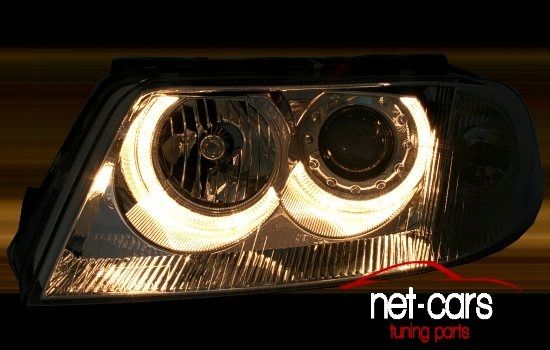 Reflektory Lampy przednie VW PASSAT B5 FL 3BG ANGEL EYES Chrom