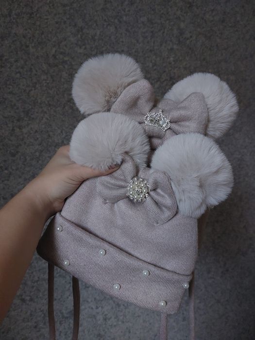 Зимова шапка, зимова шапка для дівчинки зимовий набір, комплект