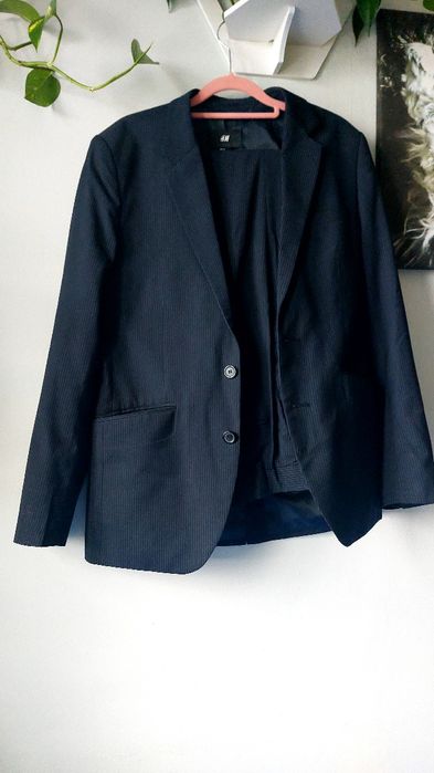 Garnitur granatowy w prążek H&M nowy