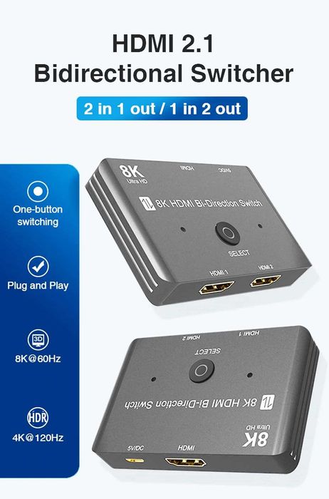 8K HDMI-переключатель 1 в 2 выхода