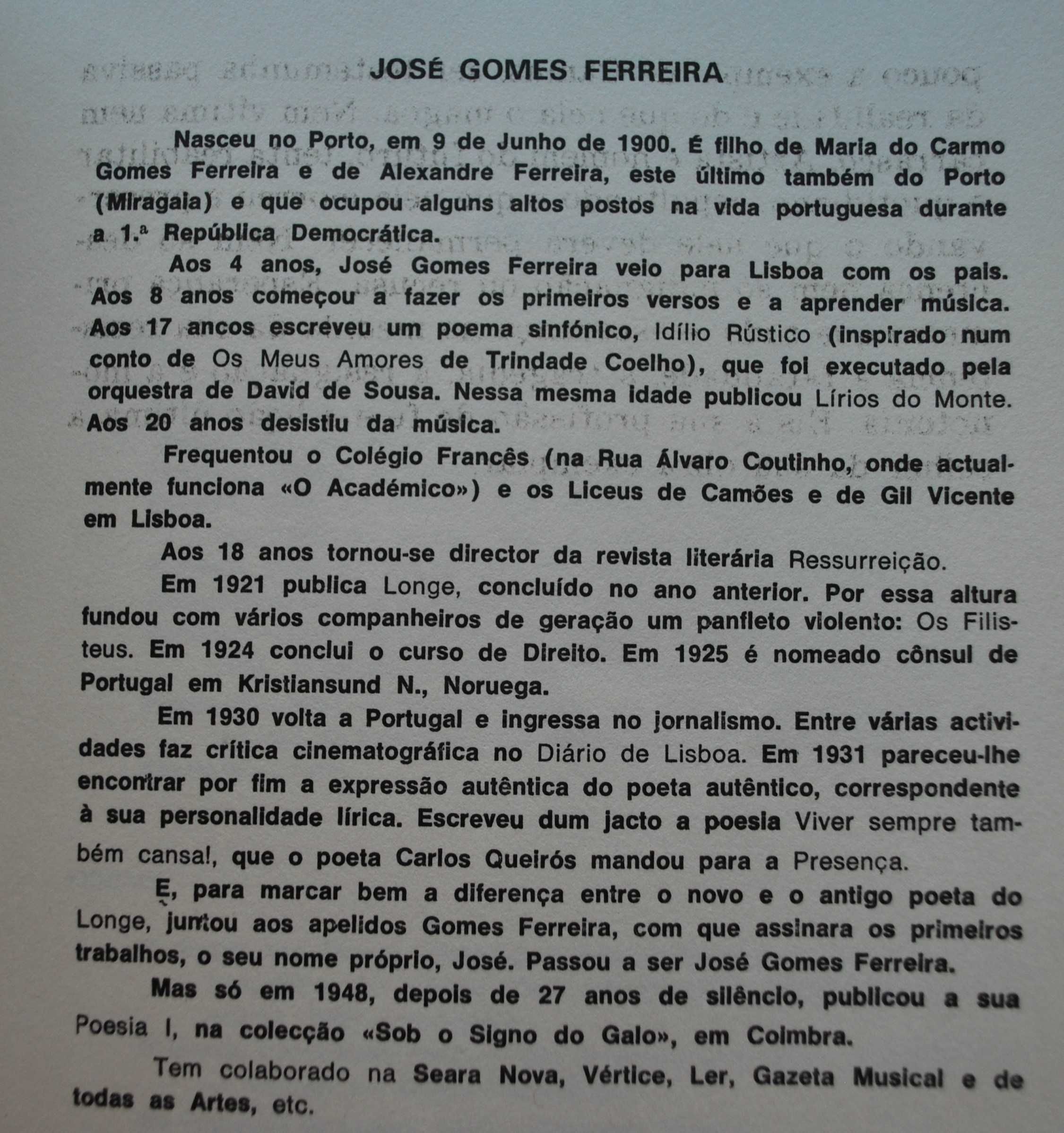 Perfil de José Gomes Ferreira de Taborda de Vasconcelos 1º Edição 1971