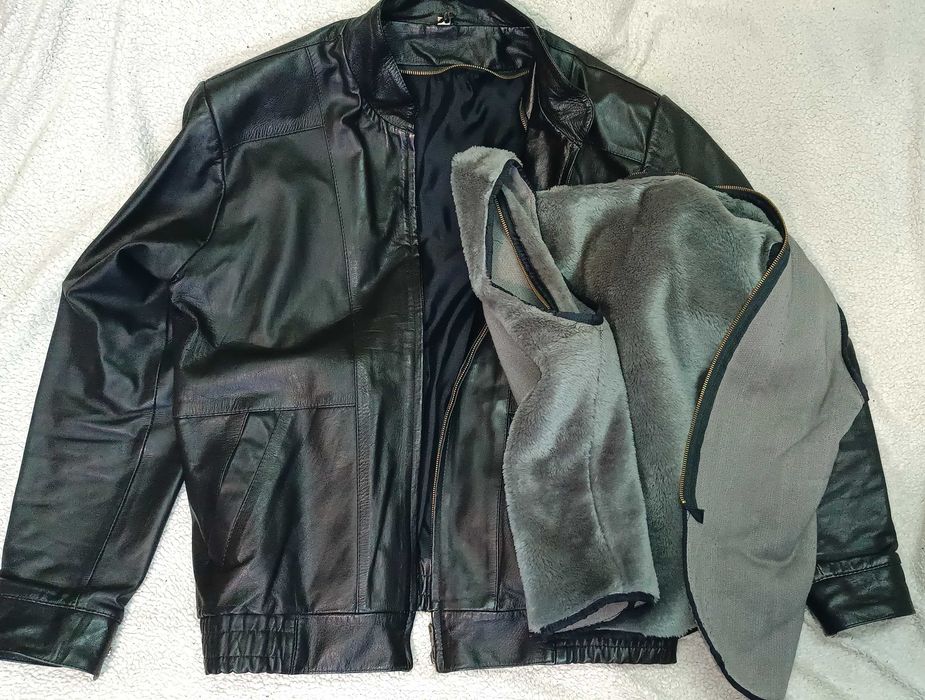 Кожаная куртка Men Swear Англия натуральная кожа утеплённая 52-54 раз