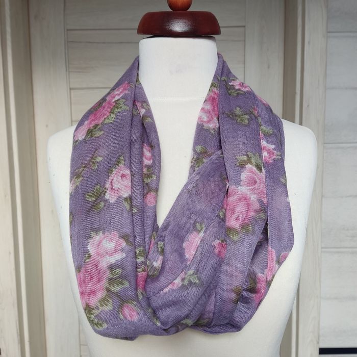 Komin,szalik,apaszka- fiolet i róż