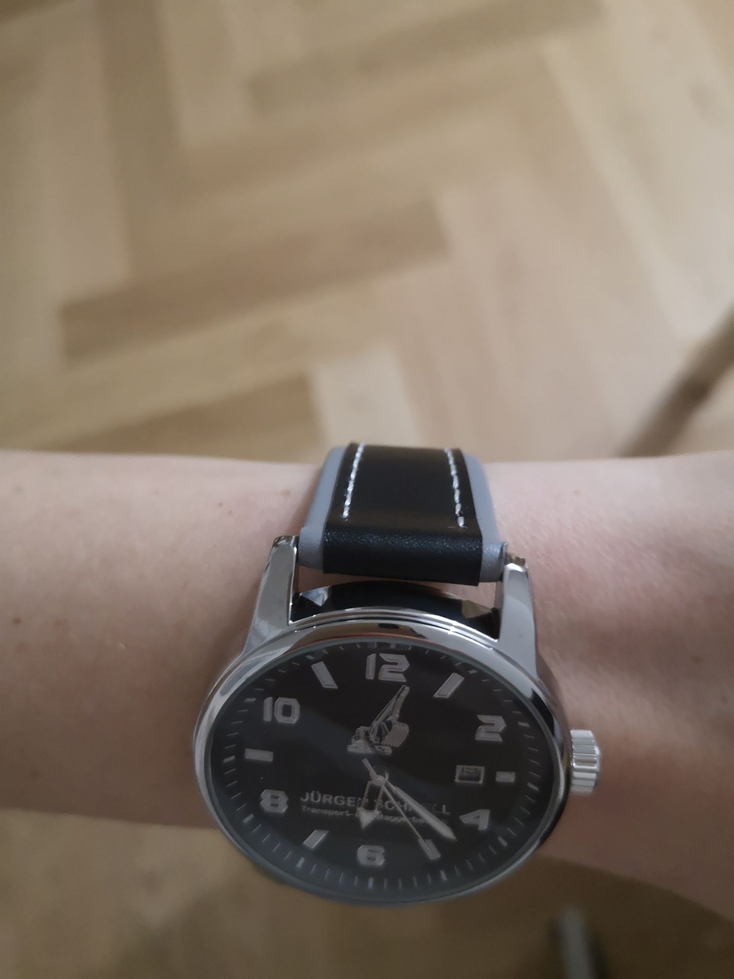 Zegarek elegancki meski czarny srebrny WMC
