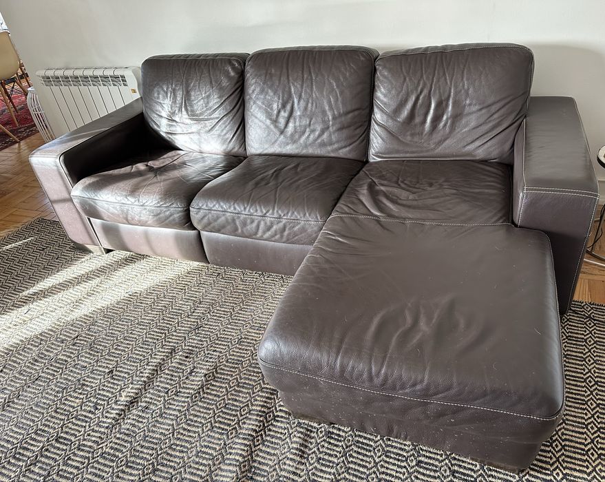 Sofá chaise longue pele Divani&Divani