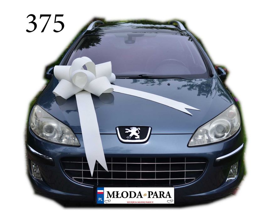 Duża BIAŁA Kokarda na Auto Samochód Prezent DARMOWA DOSTAWA