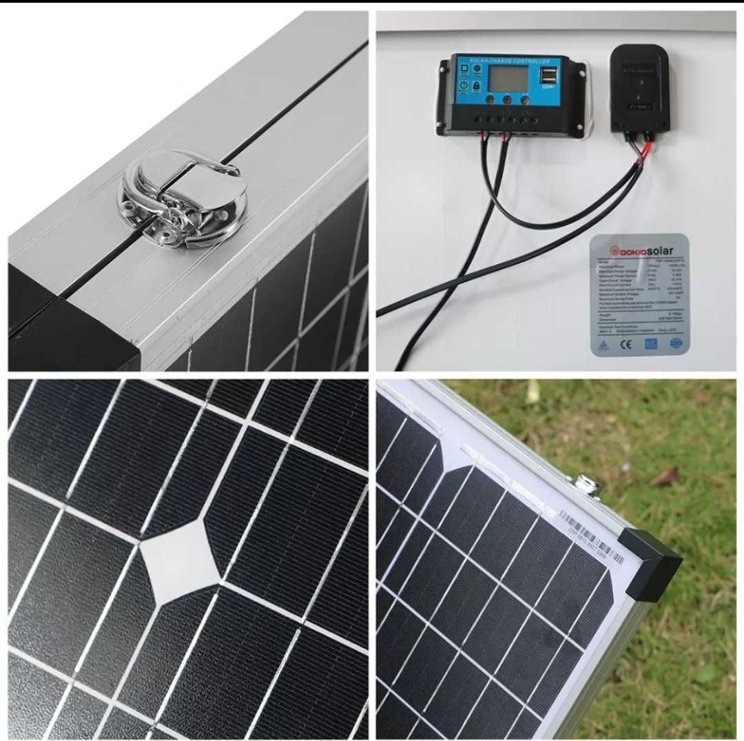 Painel solar 100W 6A 12V com controlador e suporte - Novo.