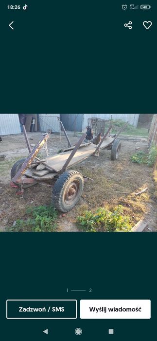 Wóz ciągnikowy stan dobry z burtą stary metalowo drewniany