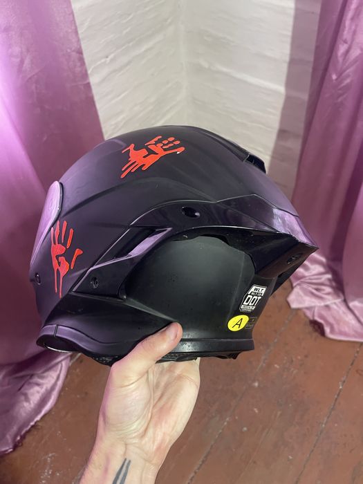 Мотошолом чорний матовий (в комплекті 2 візори)