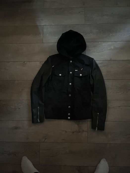 Куртка waxed с кожаными рукавами diesel кожанка