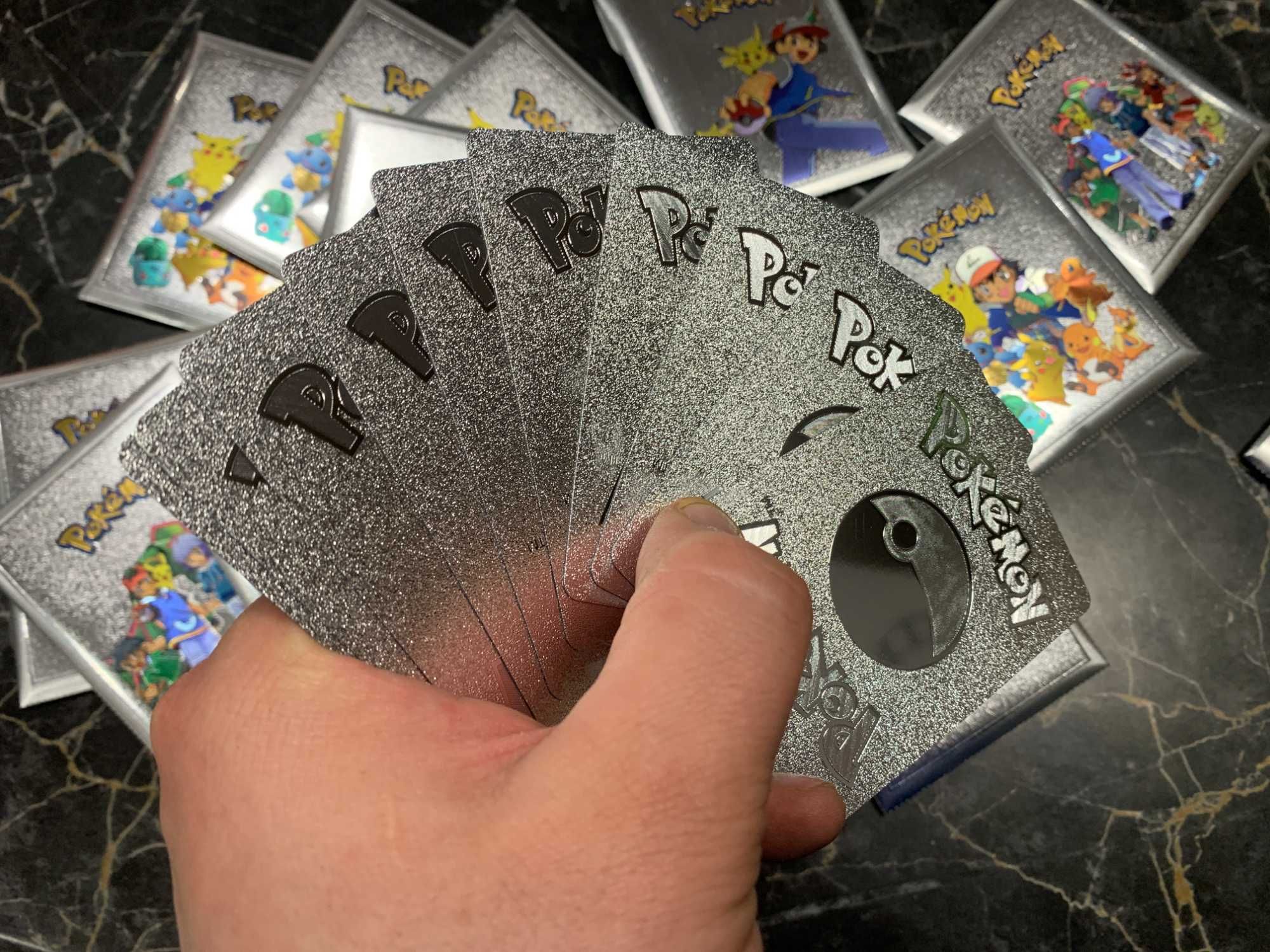 10 kart Pokemon Srebrne Metalizowane nie złote czarne Gold