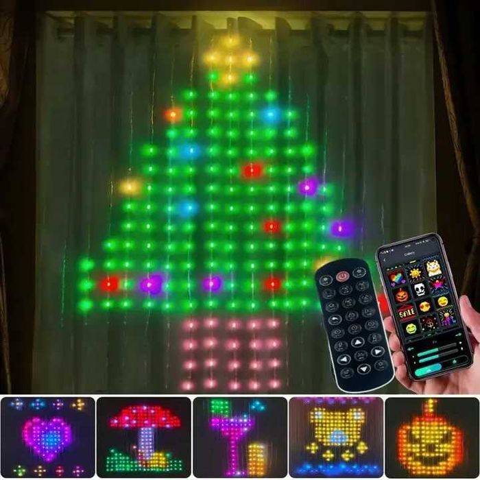 Гірлянда Штора від мережі 3х3 м 400LED RGB + пульт