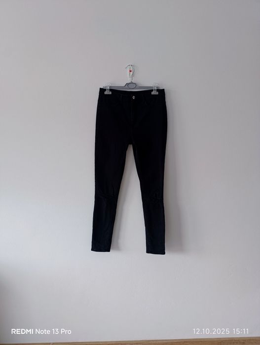 Spodnie jeansowe, Regular Size, czarne, rurki, wysoki stan, 38, M, H&M