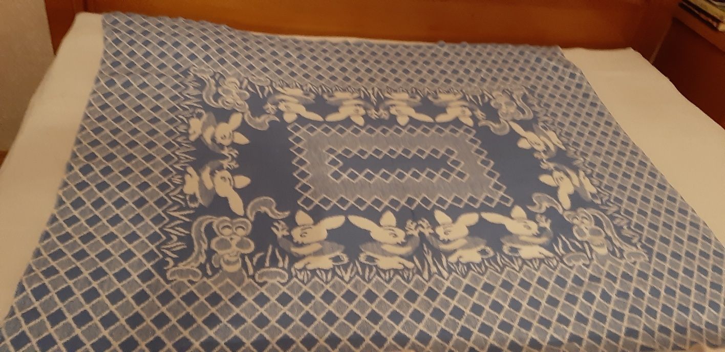 Одеяло байка 100×122 см + пелёнка подарок хлопок 100% голубое