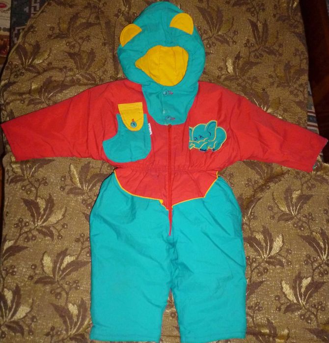 Б/у детский хлопковый весенне-осенне-зимний комбинезон с капюшоном